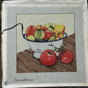 Tomatoes Stitch Painted Needlepoint Canvas from Sandra Gilmore Farmhouse Garden